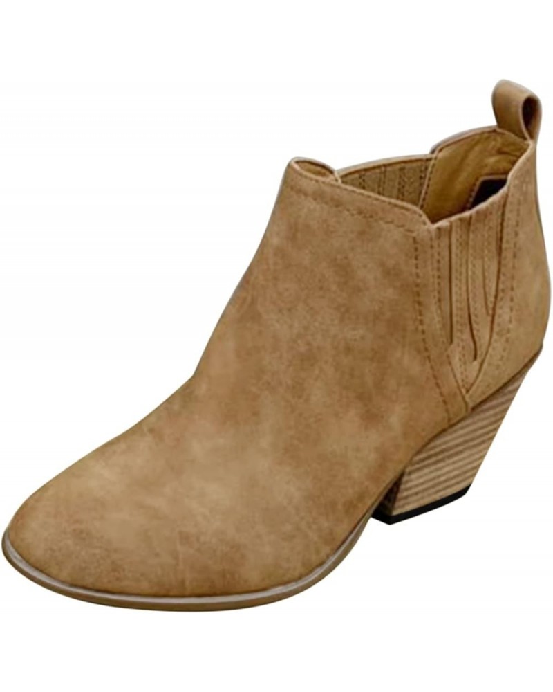 Ankle Boots for Women Low Heel Square Toe Ankle Booties for Women Low Heel Lace Up Ankle Boot for Women Beige Suede Booties f...