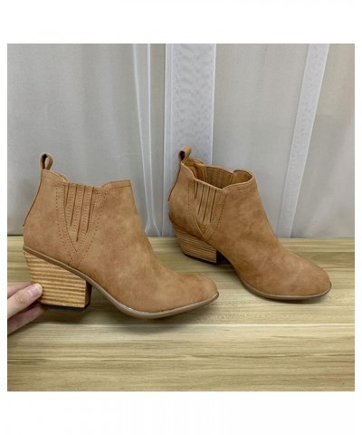 Ankle Boots for Women Low Heel Square Toe Ankle Booties for Women Low Heel Lace Up Ankle Boot for Women Beige Suede Booties f...