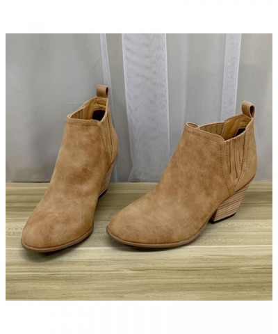 Ankle Boots for Women Low Heel Square Toe Ankle Booties for Women Low Heel Lace Up Ankle Boot for Women Beige Suede Booties f...