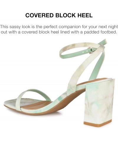 Womens Chasity Open Toe Mid Block Heel Pumps Green $24.20 Pumps