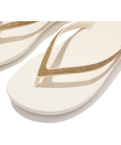 Women's Sparkle Flip-Flop M Sandal Cream $19.58 Slippers