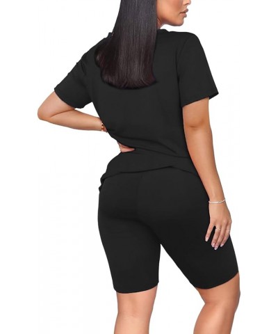 Women's Two Piece Outfits For Women Short Sleeve V Neck Shorts Set Black - 2024 Shorts for Women $14.99 Boots