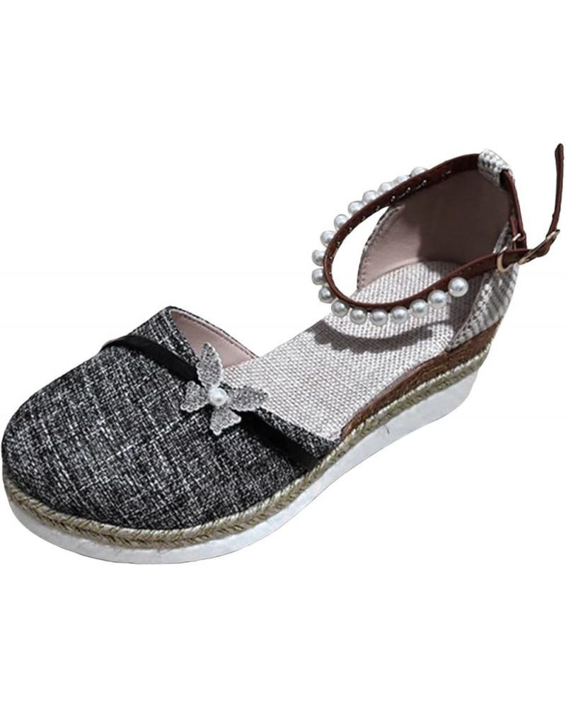 Womens Sandals Shoes Casual Orthotic Orthopedic Platform Wedge Sandals Comfortable Outdoor Shoes 122-nrny-e-grey $17.22 Sandals