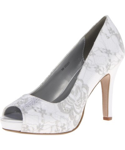 Women's Winter Platform Pump White Satin Lace $29.36 Pumps