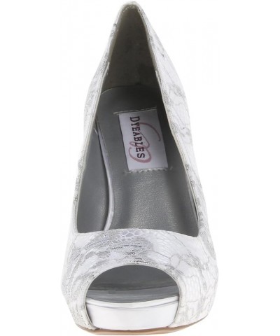 Women's Winter Platform Pump White Satin Lace $29.36 Pumps