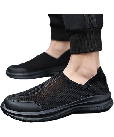 Casual Sneakers for Men Walking Shoes Sneakers for Men Laceless Steel Toe Shoes for Men Lightweight H-black $20.59 Athletic S...