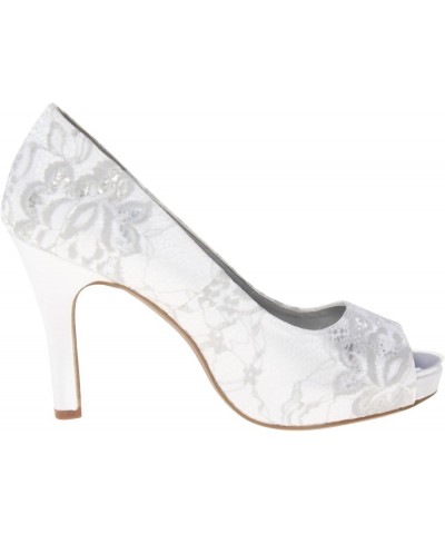 Women's Winter Platform Pump White Satin Lace $29.36 Pumps