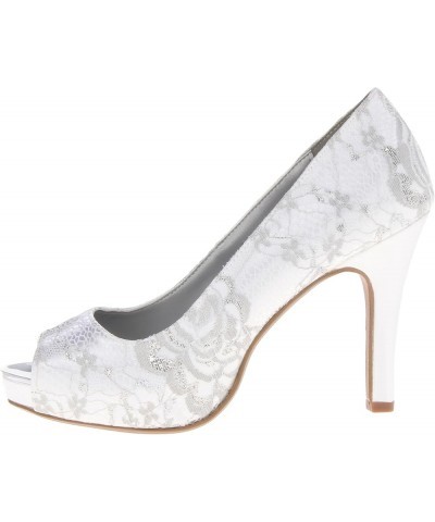 Women's Winter Platform Pump White Satin Lace $29.36 Pumps