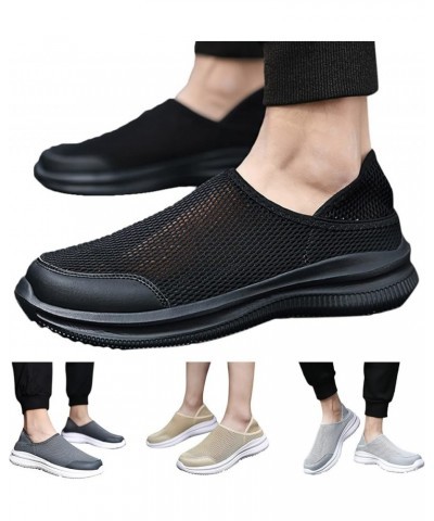 Casual Sneakers for Men Walking Shoes Sneakers for Men Laceless Steel Toe Shoes for Men Lightweight H-black $20.59 Athletic S...