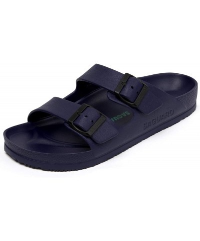 Men's Women's Comfort Double Buckle Sandals Lightweight Adjustable EVA Sandals with Rubble Sole Blue-black/Rubber Patches $13...