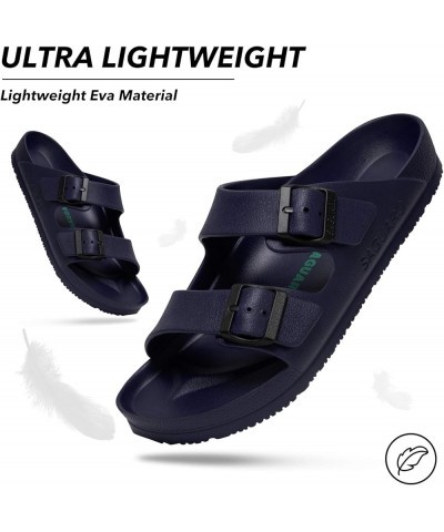 Men's Women's Comfort Double Buckle Sandals Lightweight Adjustable EVA Sandals with Rubble Sole Blue-black/Rubber Patches $13...