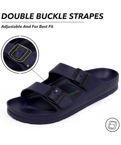 Men's Women's Comfort Double Buckle Sandals Lightweight Adjustable EVA Sandals with Rubble Sole Blue-black/Rubber Patches $13...