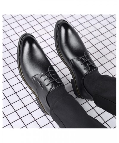 Men's British Business Casual Leather Shoes Black $37.72 Oxfords