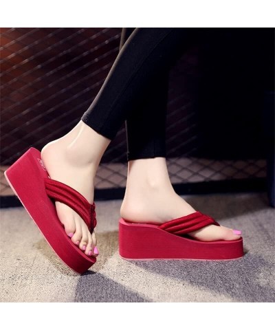 Fashion Women Flip Flops Summer Beach Platform Slippers Casual Outside Wedges Sandals Women Shoes Leisure Slides 6cm (Color :...