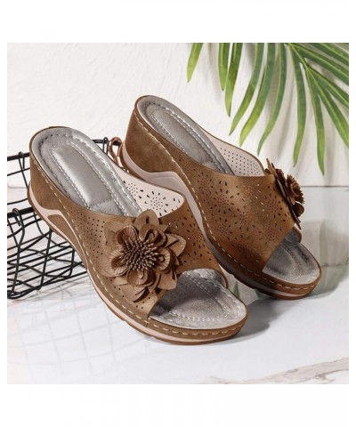 Women Breathable Open Toe Shoes Women Comfy Casual Shoe Open Toe Flat Hollow Flower Wedge Heel Slippers Sandals (White, 8.5) ...