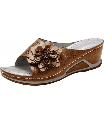 Women Breathable Open Toe Shoes Women Comfy Casual Shoe Open Toe Flat Hollow Flower Wedge Heel Slippers Sandals (White, 8.5) ...