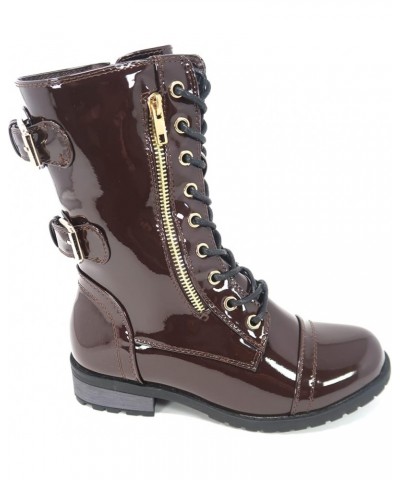 Women'S Pack-72 Military Lace Up Combat Boot Brown Pat $20.87 Boots