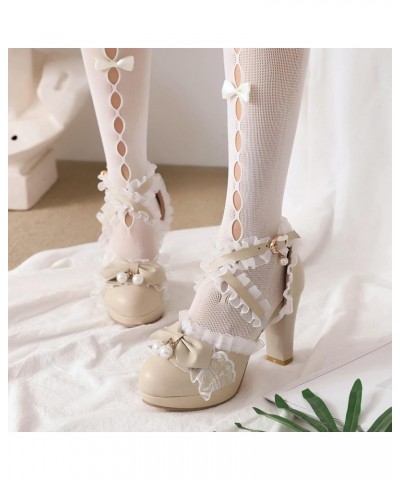 Womens Ruffles Ankle Strap Lovely Bow Sandals Platform Apricot 6 $32.97 Sandals