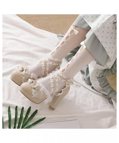 Womens Ruffles Ankle Strap Lovely Bow Sandals Platform Apricot 6 $32.97 Sandals