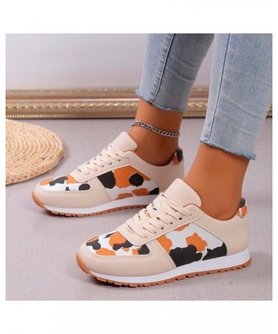 Leisure Women's Lace Up Leopard Print Travel Soft Sole Comfortable Shoes Outdoor Runing Fashion Woman Workout Shoes Beige $17...