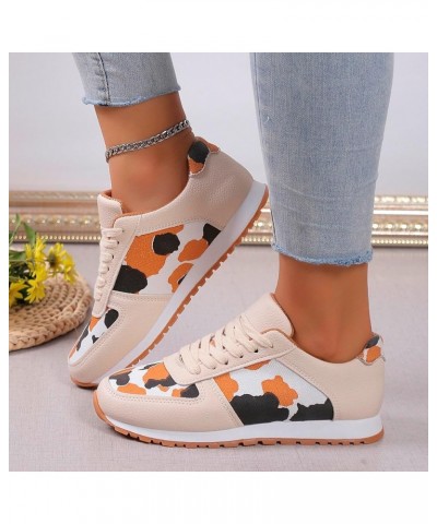 Leisure Women's Lace Up Leopard Print Travel Soft Sole Comfortable Shoes Outdoor Runing Fashion Woman Workout Shoes Beige $17...