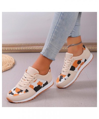 Leisure Women's Lace Up Leopard Print Travel Soft Sole Comfortable Shoes Outdoor Runing Fashion Woman Workout Shoes Beige $17...