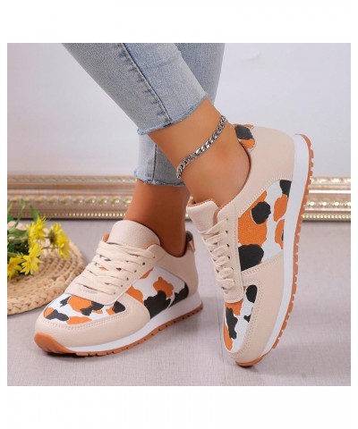 Leisure Women's Lace Up Leopard Print Travel Soft Sole Comfortable Shoes Outdoor Runing Fashion Woman Workout Shoes Beige $17...