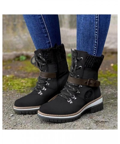 Ankle Boots for Women Snow Boots Durable Outdoor Keep Warm Winter Zipper Short Boots Ladies Warm Boots Boot Stacked Heel Blac...