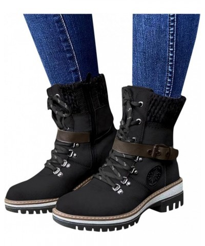 Ankle Boots for Women Snow Boots Durable Outdoor Keep Warm Winter Zipper Short Boots Ladies Warm Boots Boot Stacked Heel Blac...