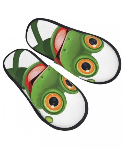 Furry Slippers For Women Men Green Frog Print Scuff Slippers Winter Plush Cute Slippers Cozy Indoor Slide $9.57 Slippers