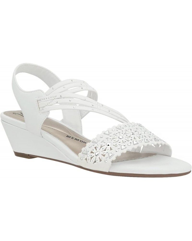 Gatrina Stretch Wedge Sandal with Memory Foam White $28.31 Sandals