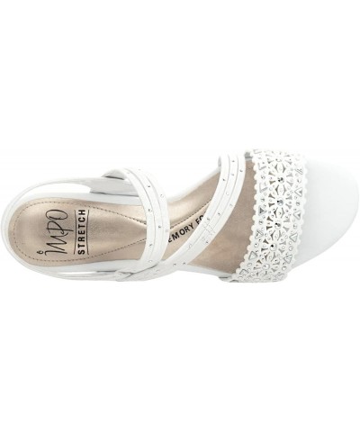 Gatrina Stretch Wedge Sandal with Memory Foam White $28.31 Sandals