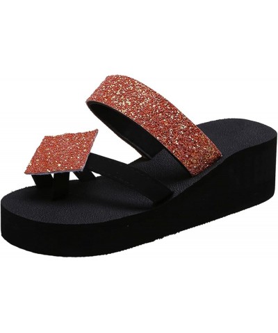 Arch Support Sandals for Women Dressy Ladies Fashion Colorful Rhinestone Wedge Heel Toe Casual Sandals and Slippers (Black, 9...