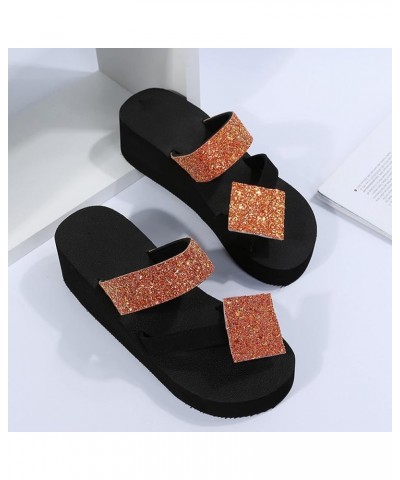 Arch Support Sandals for Women Dressy Ladies Fashion Colorful Rhinestone Wedge Heel Toe Casual Sandals and Slippers (Black, 9...