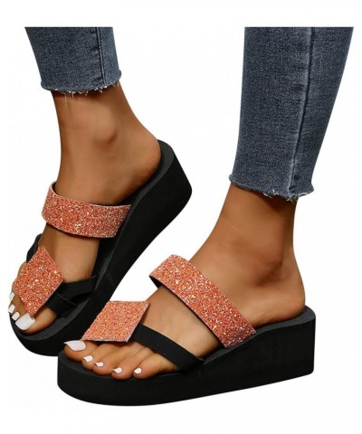 Arch Support Sandals for Women Dressy Ladies Fashion Colorful Rhinestone Wedge Heel Toe Casual Sandals and Slippers (Black, 9...