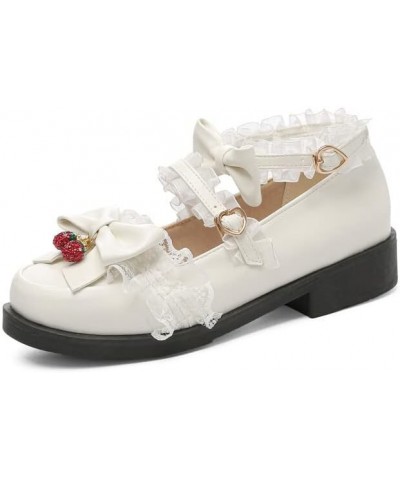 Women's Kawaii Ankle Strap Mary Jane Shoes, Gothic Platform Mary Janes, Cosplay Cute Goth Lolita Shoes with Bows White-2 $27....