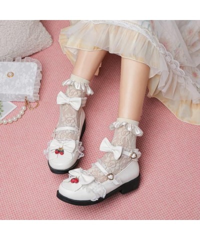 Women's Kawaii Ankle Strap Mary Jane Shoes, Gothic Platform Mary Janes, Cosplay Cute Goth Lolita Shoes with Bows White-2 $27....