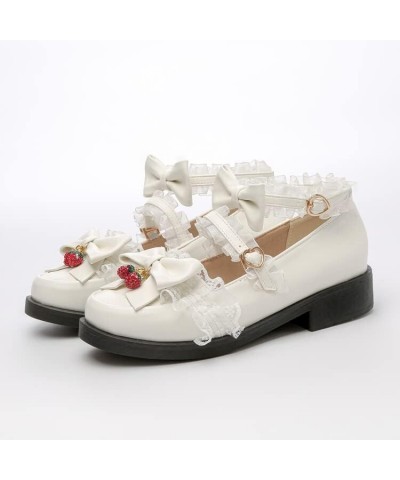 Women's Kawaii Ankle Strap Mary Jane Shoes, Gothic Platform Mary Janes, Cosplay Cute Goth Lolita Shoes with Bows White-2 $27....