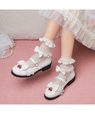 Women's Kawaii Ankle Strap Mary Jane Shoes, Gothic Platform Mary Janes, Cosplay Cute Goth Lolita Shoes with Bows White-2 $27....