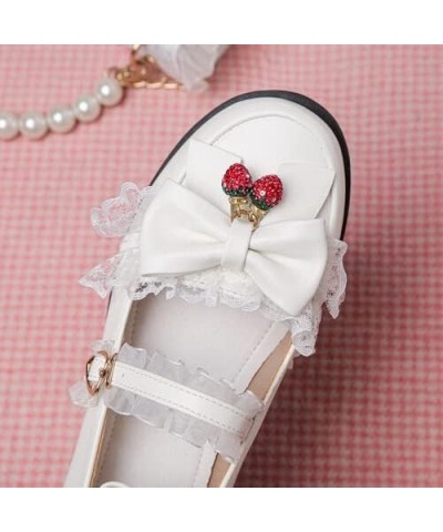 Women's Kawaii Ankle Strap Mary Jane Shoes, Gothic Platform Mary Janes, Cosplay Cute Goth Lolita Shoes with Bows White-2 $27....