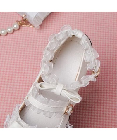 Women's Kawaii Ankle Strap Mary Jane Shoes, Gothic Platform Mary Janes, Cosplay Cute Goth Lolita Shoes with Bows White-2 $27....