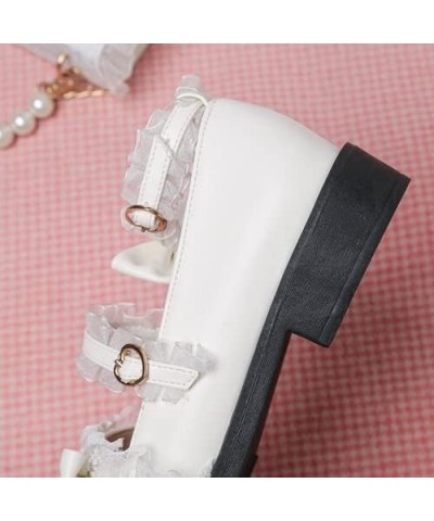 Women's Kawaii Ankle Strap Mary Jane Shoes, Gothic Platform Mary Janes, Cosplay Cute Goth Lolita Shoes with Bows White-2 $27....