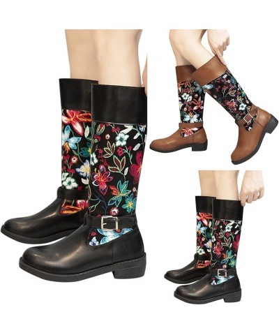 Ankle Boots for Women Chunky Heel Western Boots Zipper Knee High Boots Tall Winter Snow Boots A $29.72 Boots