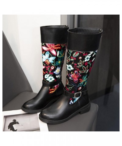 Ankle Boots for Women Chunky Heel Western Boots Zipper Knee High Boots Tall Winter Snow Boots A $29.72 Boots