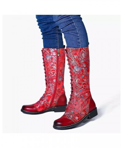 Gogo Boots for Women Womens Snow Boots Warm Ankle Booties Slip On Outdoor Winter Shoes for Women Red $25.59 Boots