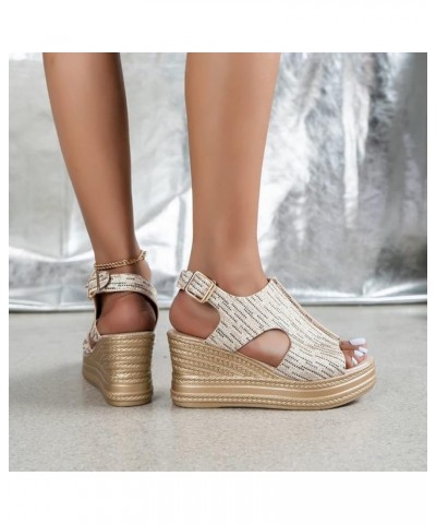 Wedge Sandals for Women Dressy Summer Open Toe Buckle Ankle Strap Espadrilles Platform Sandals Casual Wedges Comfortable Walk...