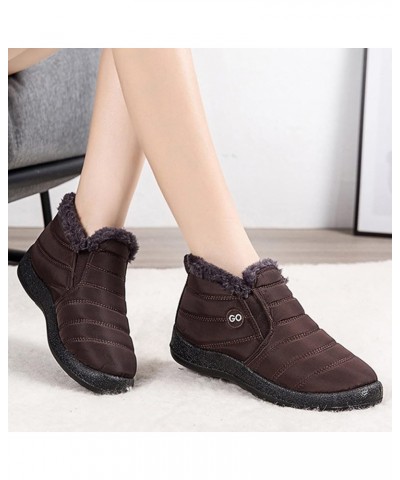 Chunky Heels Ankle Boots Velvet Snow Winter Boots Short Flat Warm Water Women Women's Boots Boots for Winter for Wo Brown $18...