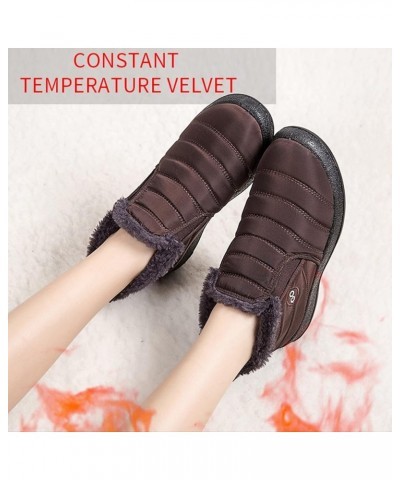 Chunky Heels Ankle Boots Velvet Snow Winter Boots Short Flat Warm Water Women Women's Boots Boots for Winter for Wo Brown $18...