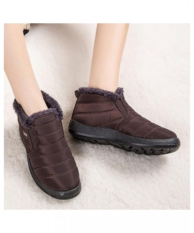 Chunky Heels Ankle Boots Velvet Snow Winter Boots Short Flat Warm Water Women Women's Boots Boots for Winter for Wo Brown $18...