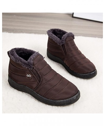 Chunky Heels Ankle Boots Velvet Snow Winter Boots Short Flat Warm Water Women Women's Boots Boots for Winter for Wo Brown $18...